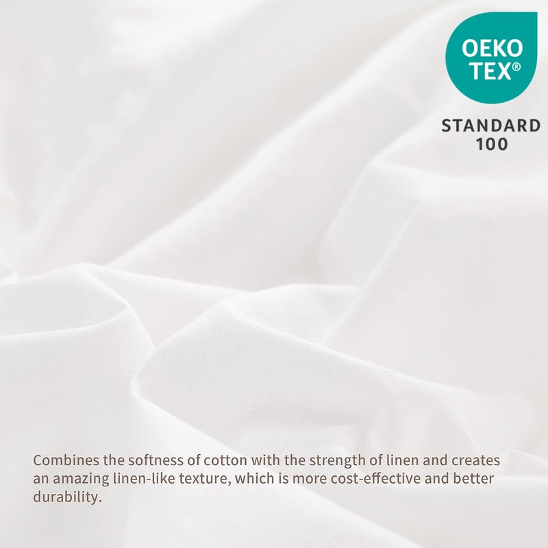 BISELINA French Linen Bed Skirt with Pleated Frills 14-Inch Tailored Drop Natural Flax Cotton Blend Dust Ruffle Soft Cozy Farmhouse Bedding (14" King, White) - Image 2